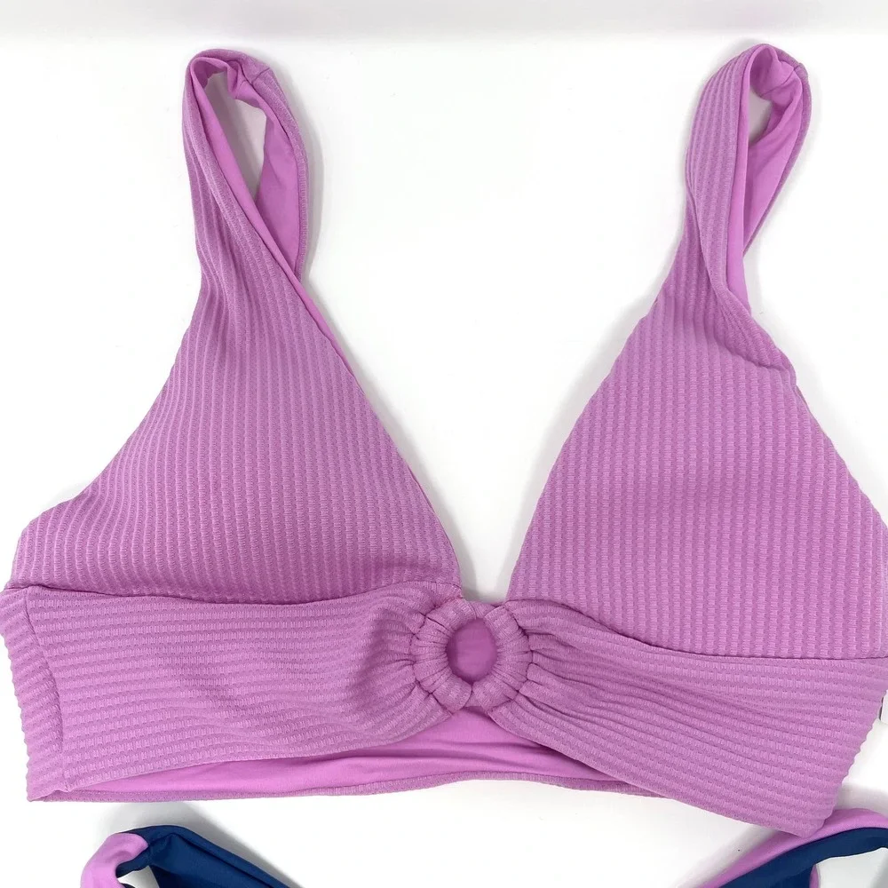 L*SPACE Rib Fisher Mercury Bikini Set In Indigo Rosebud Size Small New